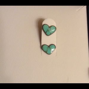 Heart turquoise stud earrings